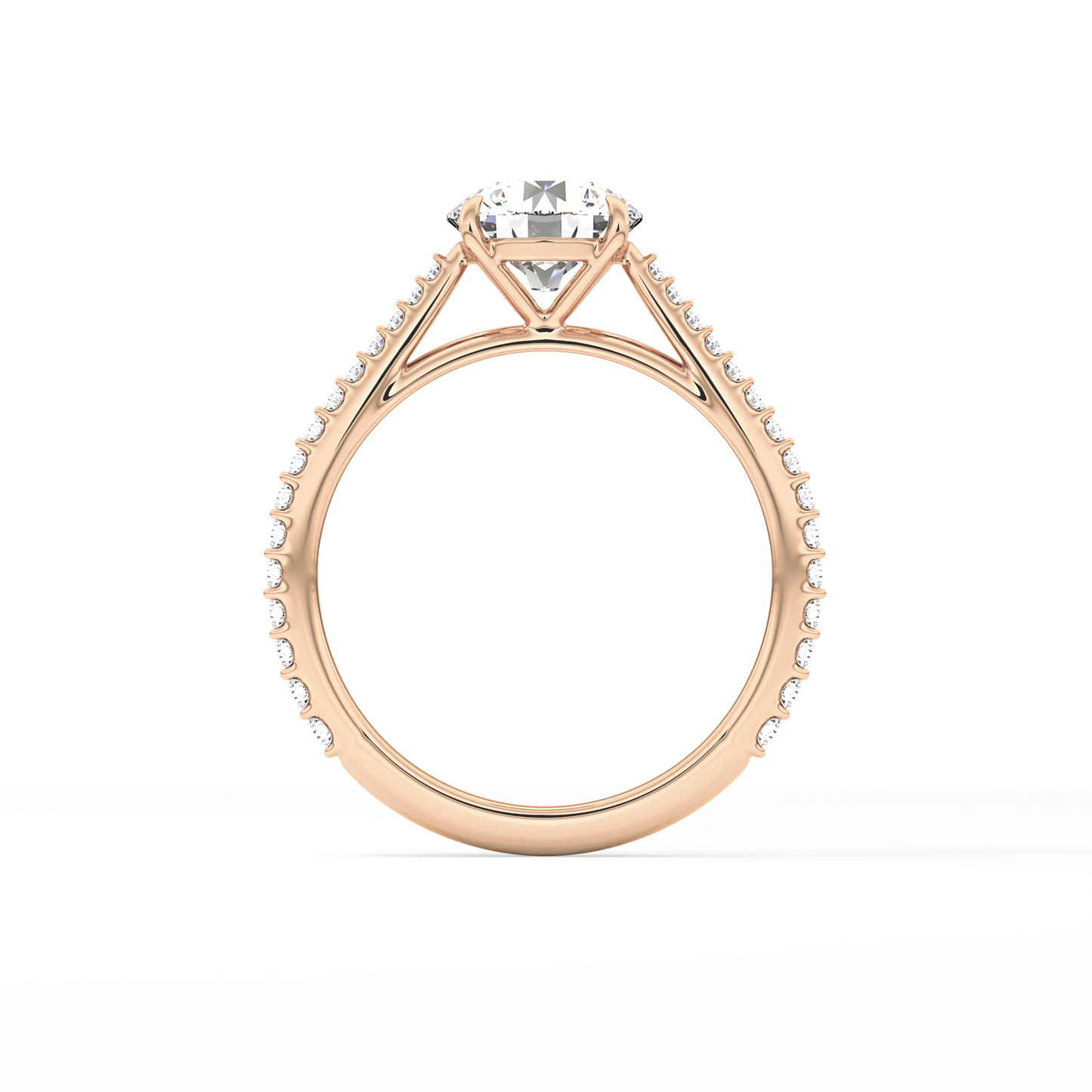 Round Pave Lab Grown Diamond Engagement Ring