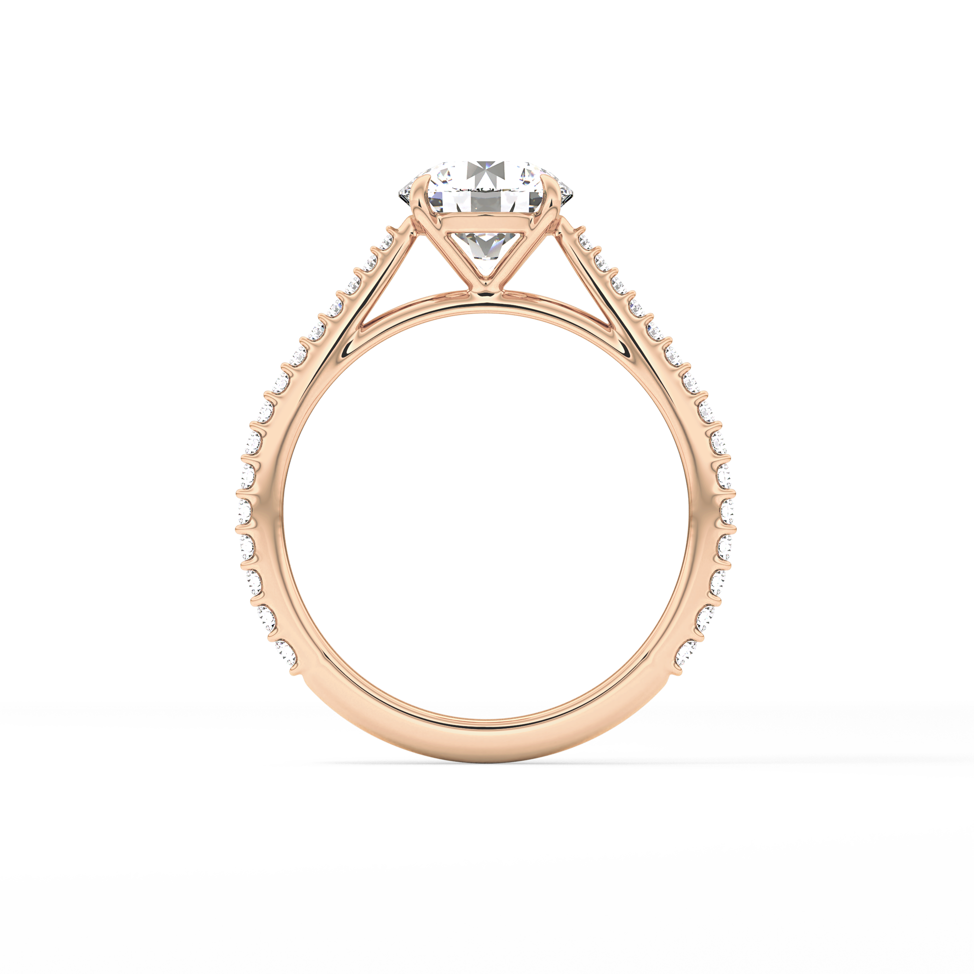 Round Pave Lab Grown Diamond Engagement Ring