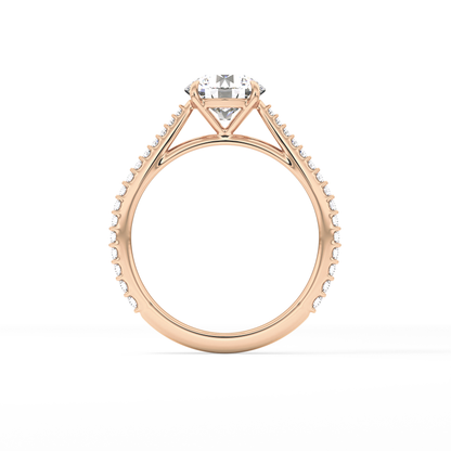 Round Pave Lab Grown Diamond Engagement Ring