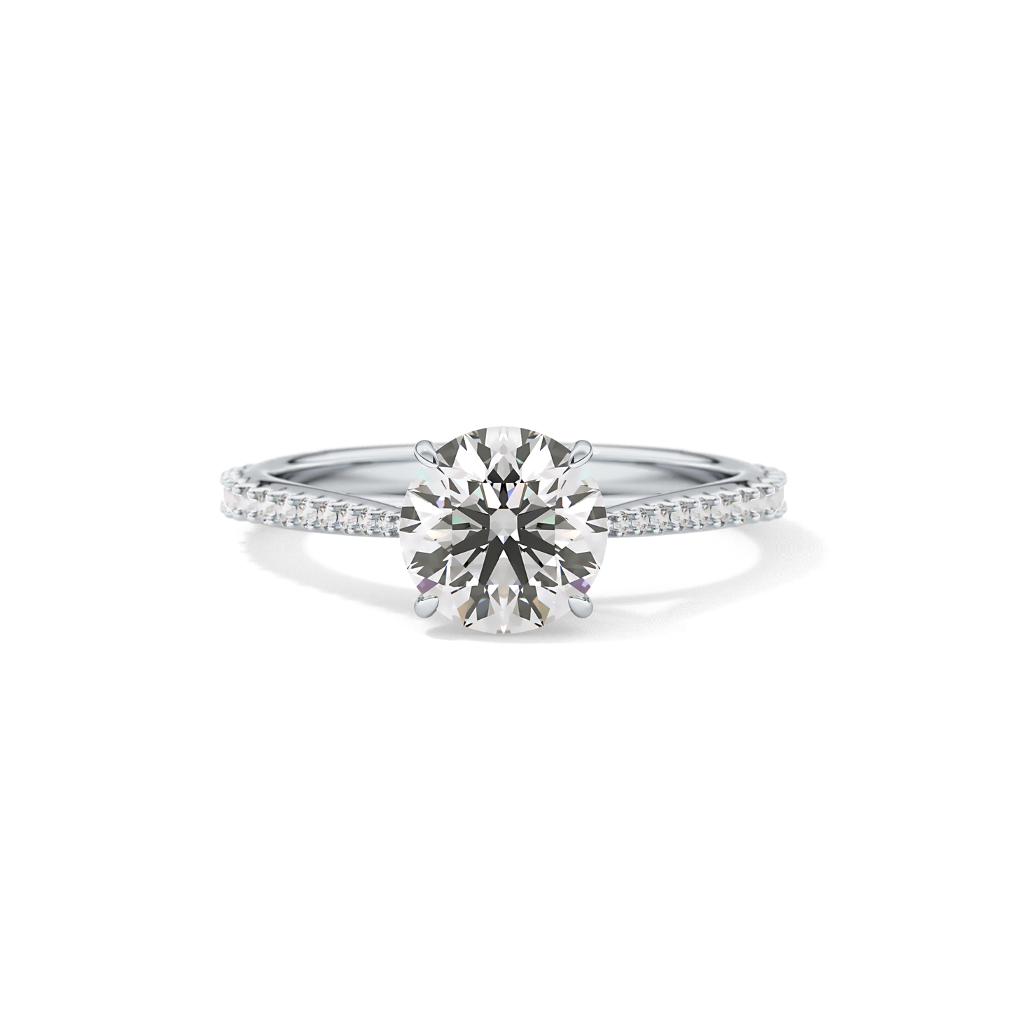 Round Pave Lab Grown Diamond Engagement Ring