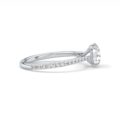 Round Pave Lab Grown Diamond Engagement Ring