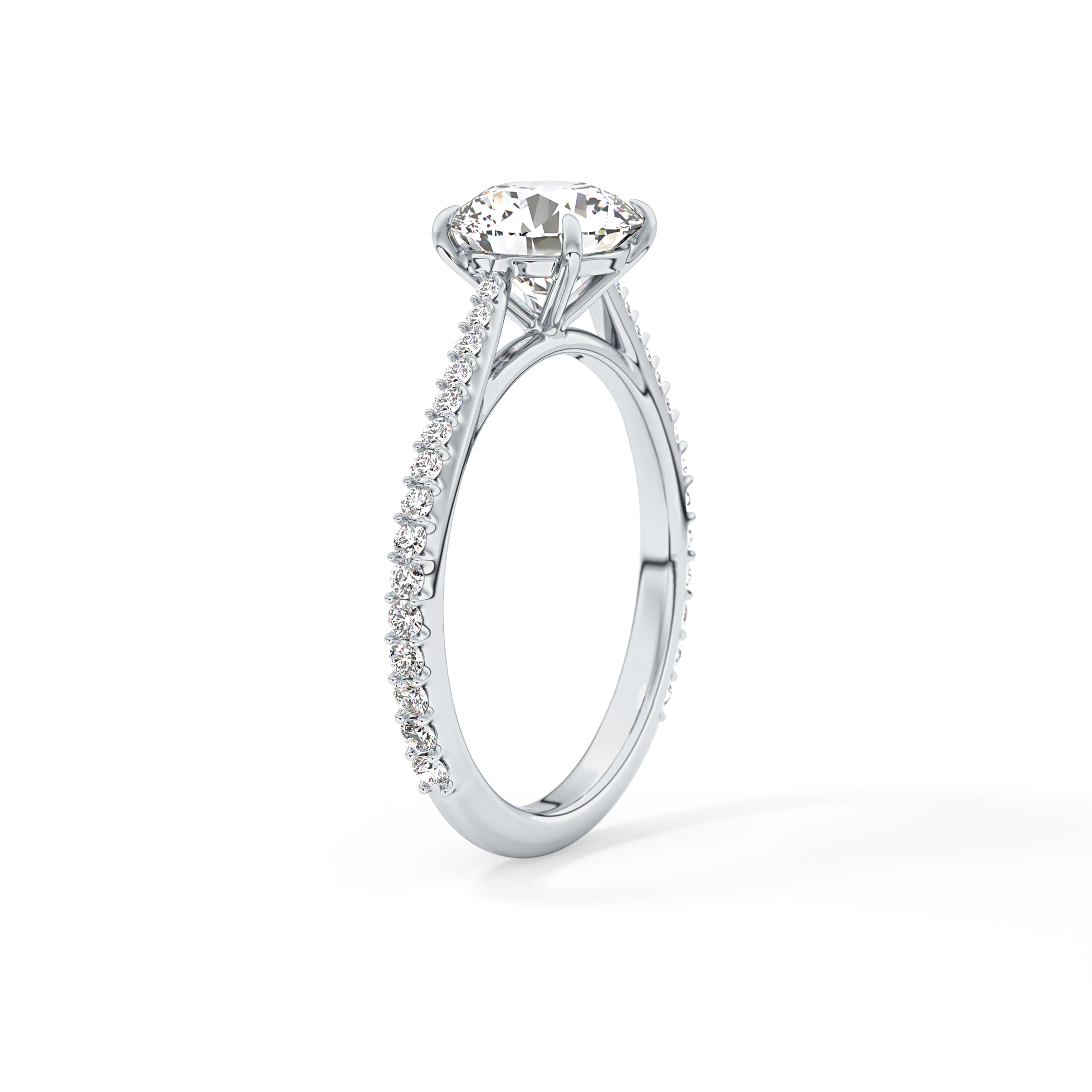 Round Pave Lab Grown Diamond Engagement Ring