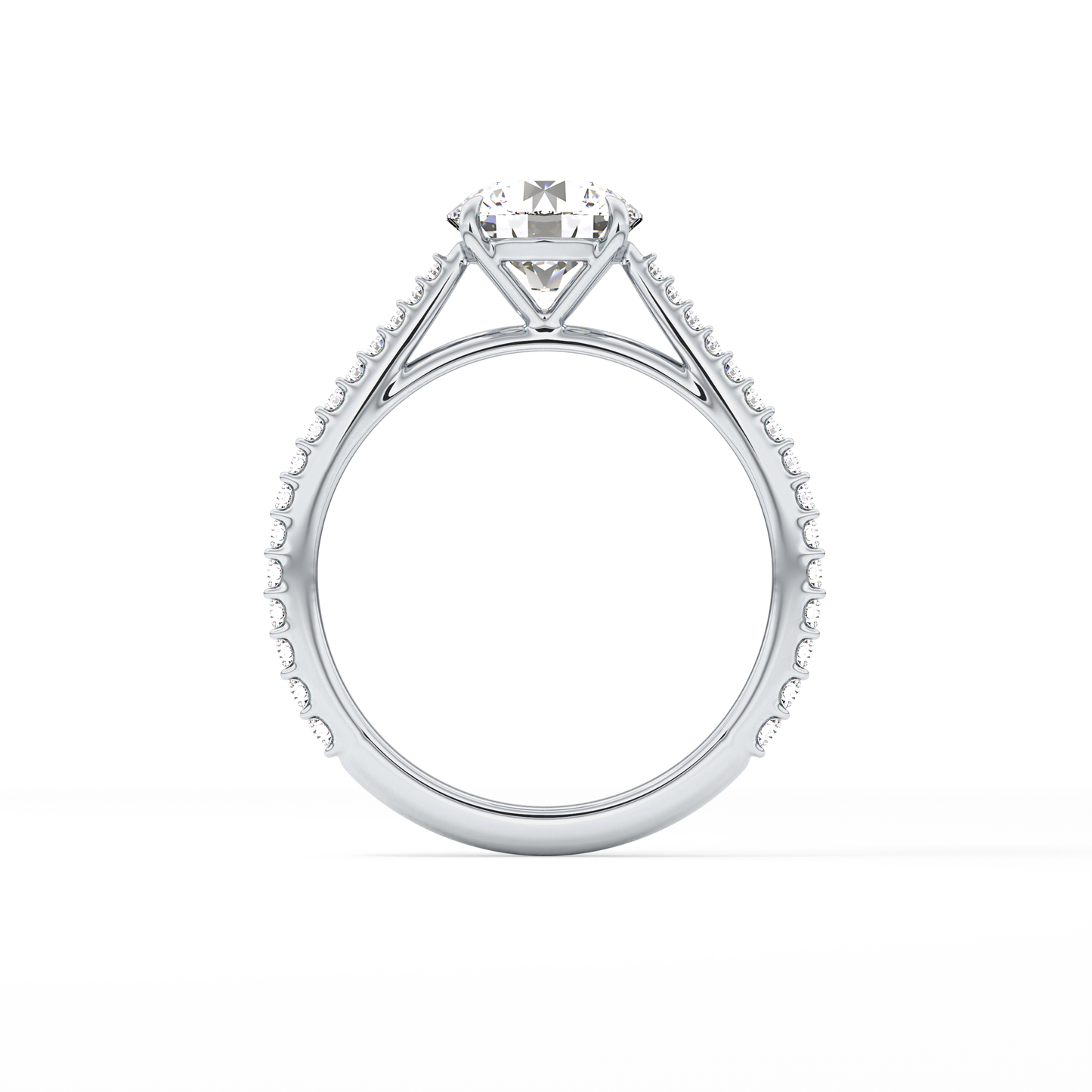 Round Pave Lab Grown Diamond Engagement Ring