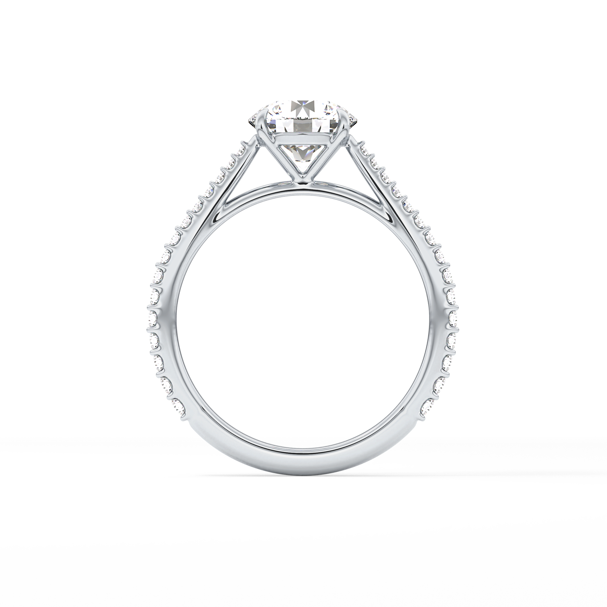 Round Pave Lab Grown Diamond Engagement Ring