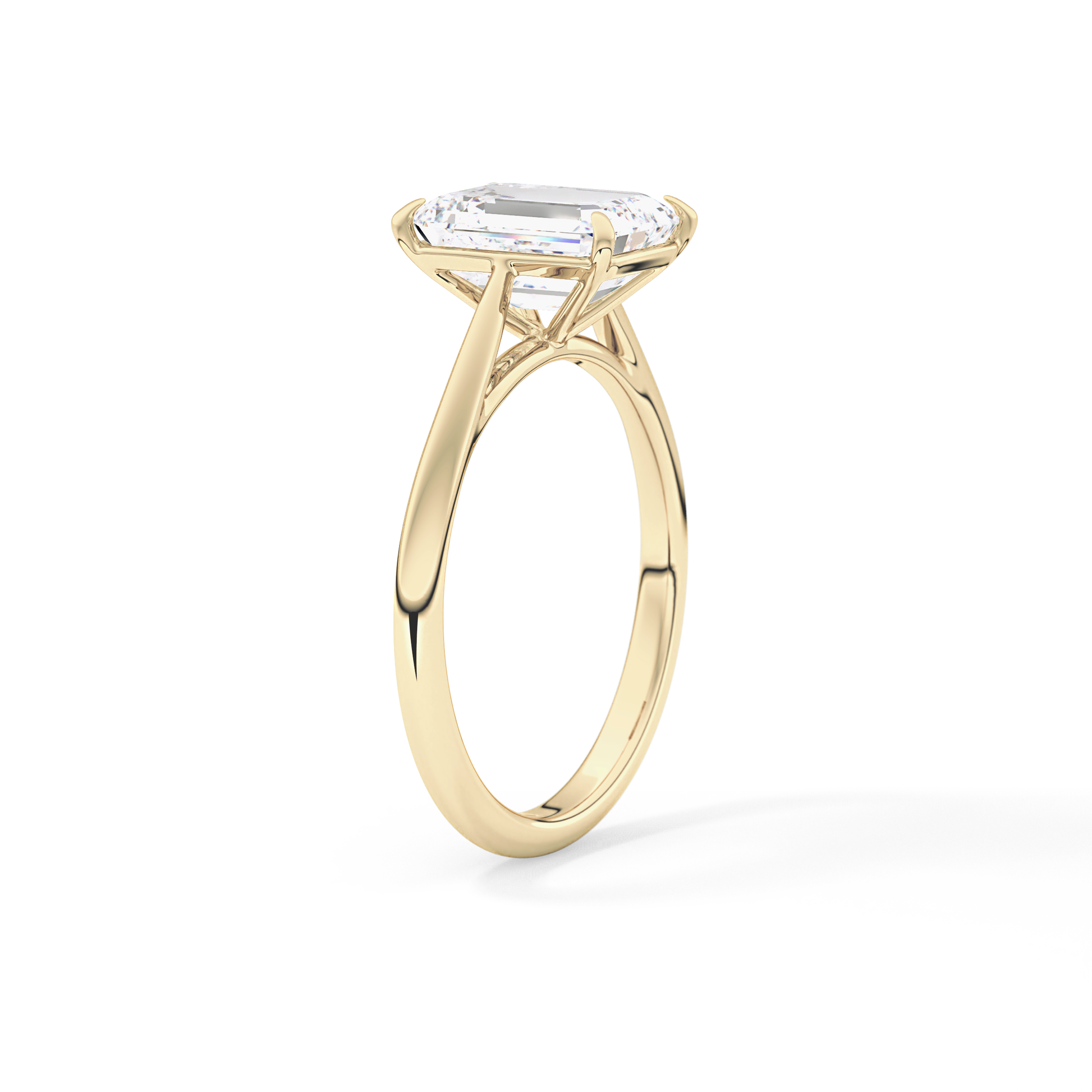 Emerald Solitaire Lab Grown Diamond Engagement Ring