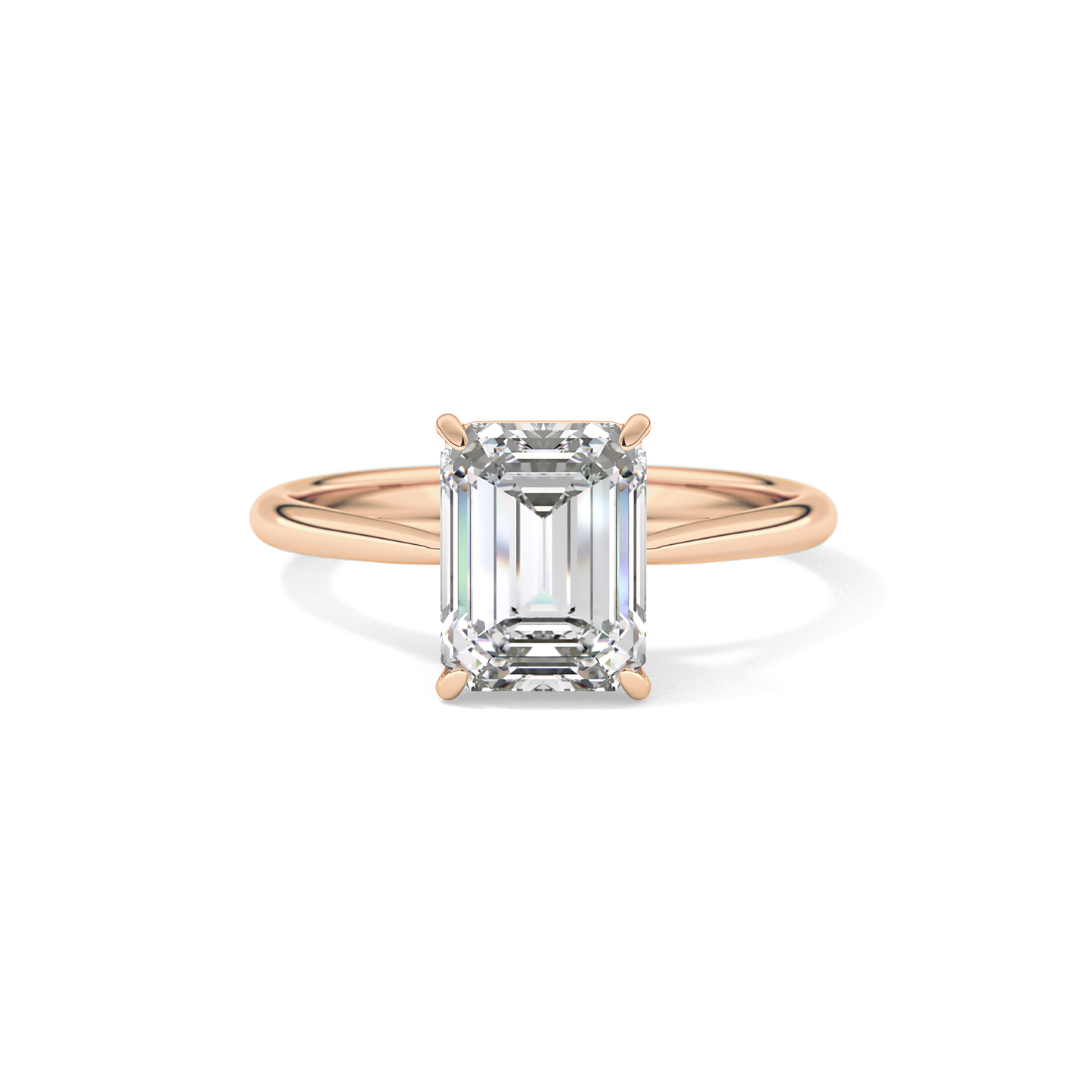 Emerald Solitaire Lab Grown Diamond Engagement Ring