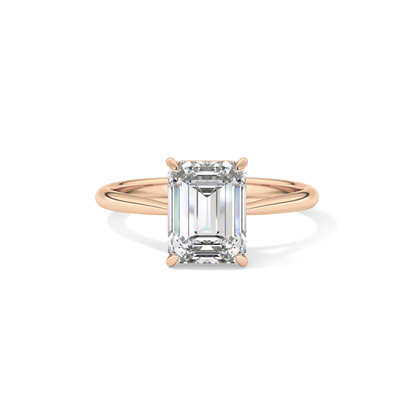 Emerald Solitaire Lab Grown Diamond Engagement Ring