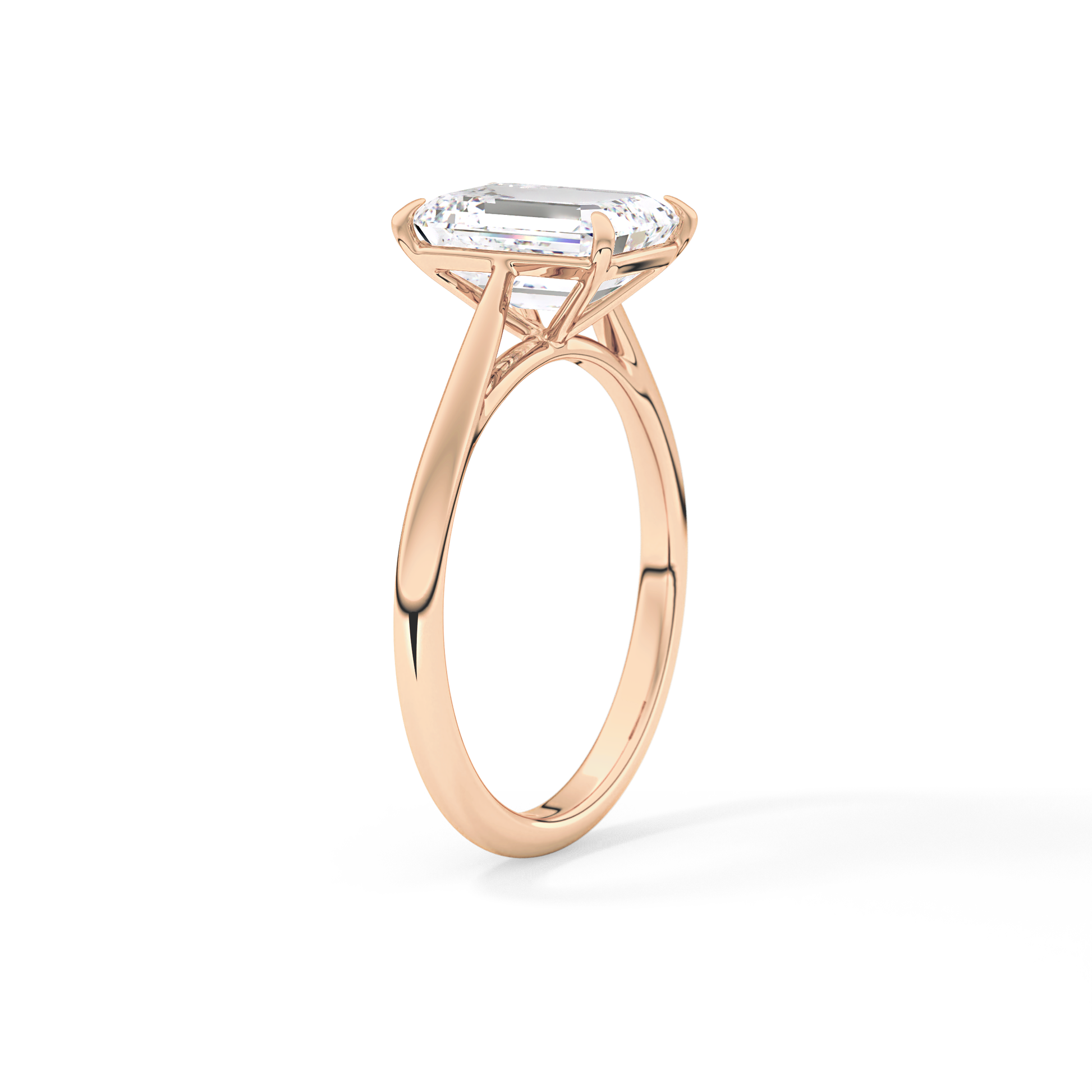 Emerald Solitaire Lab Grown Diamond Engagement Ring