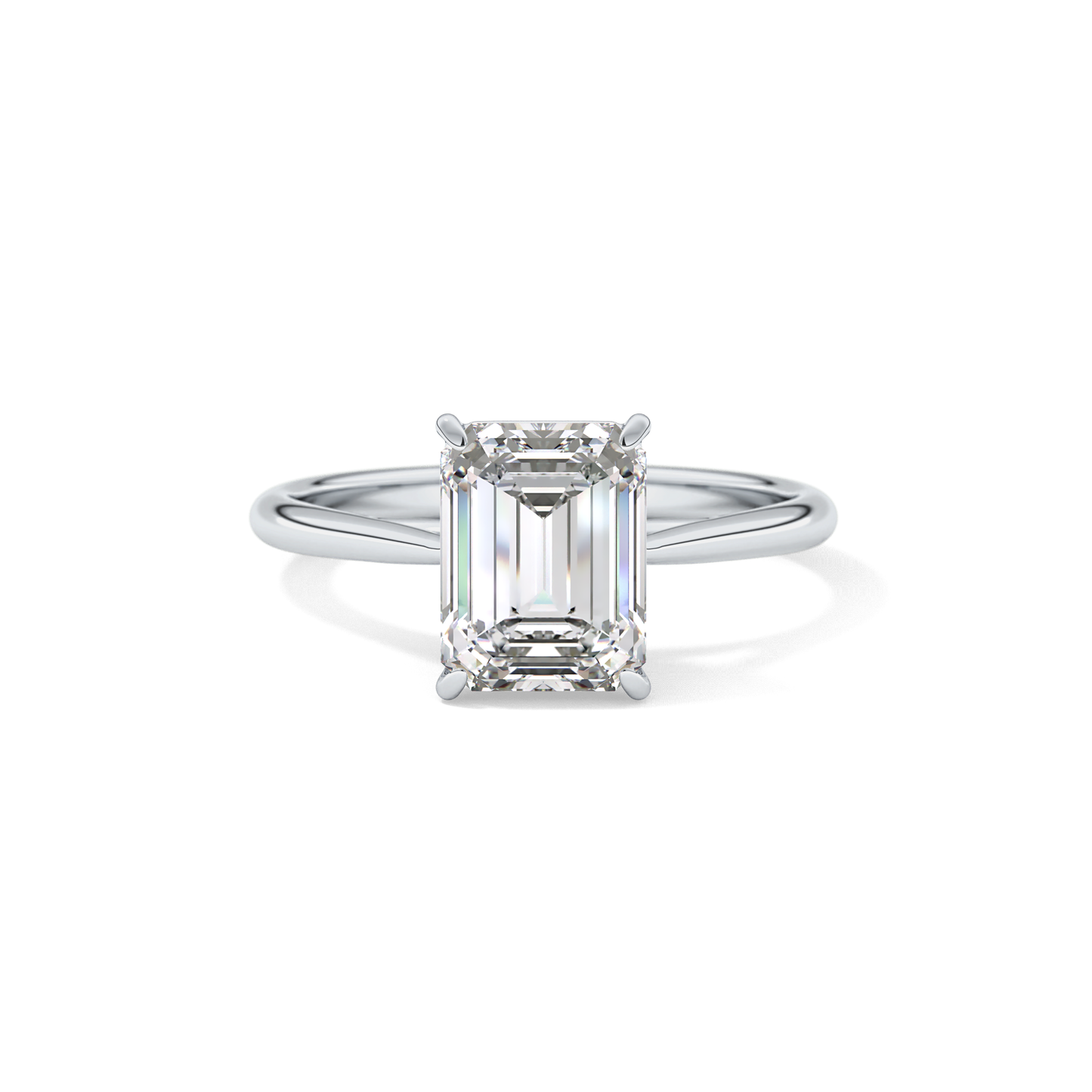Emerald Solitaire Lab Grown Diamond Engagement Ring