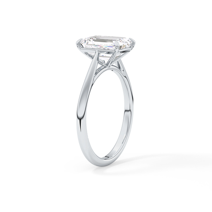 Emerald Solitaire Lab Grown Diamond Engagement Ring
