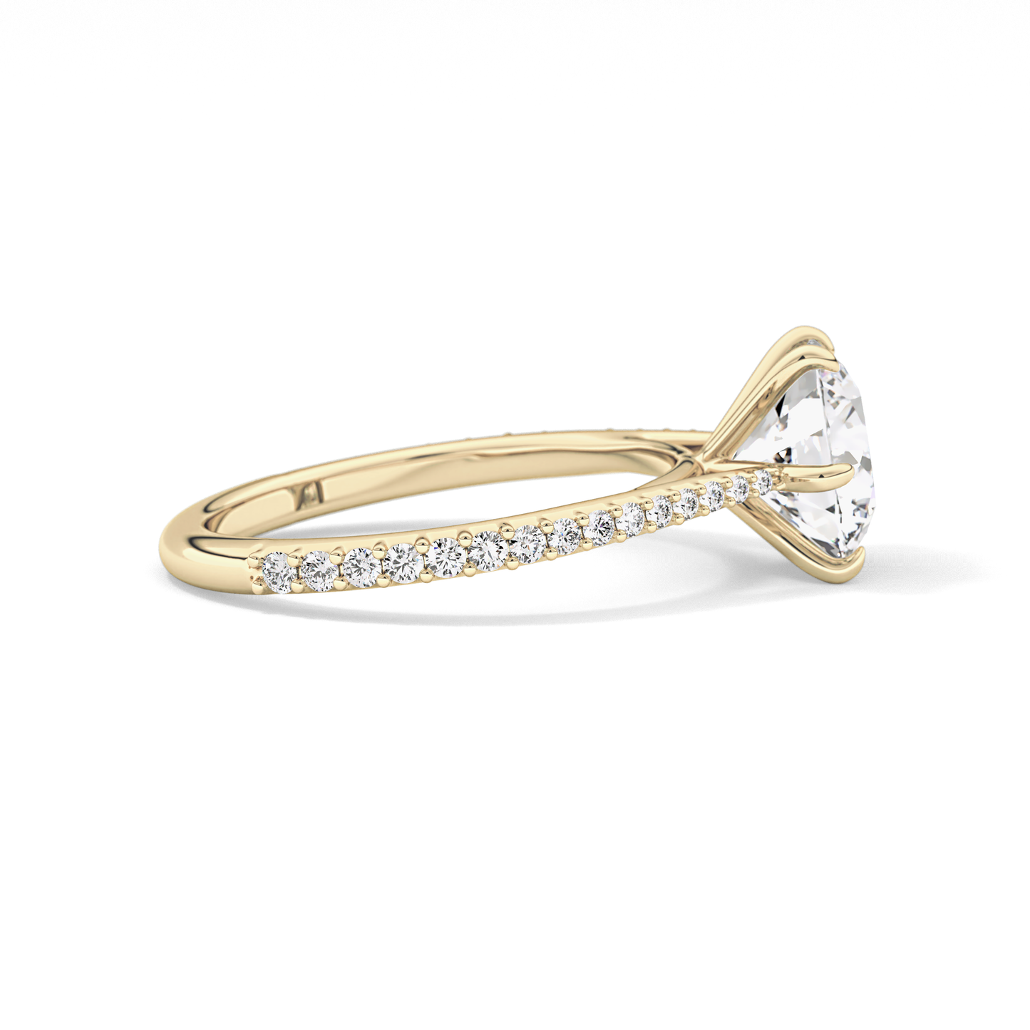 Round Pave Lab Grown Diamond Engagement Ring
