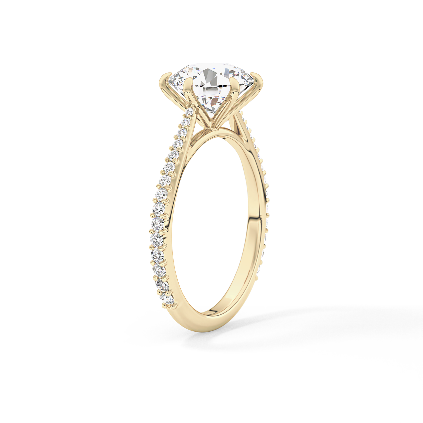 Round Pave Lab Grown Diamond Engagement Ring