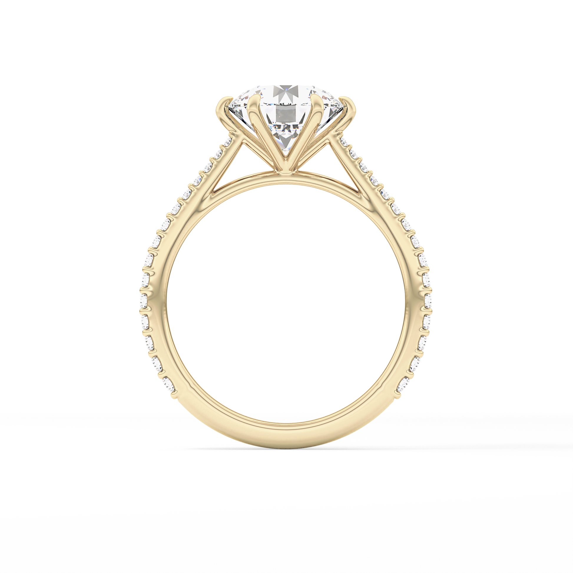 Round Pave Lab Grown Diamond Engagement Ring