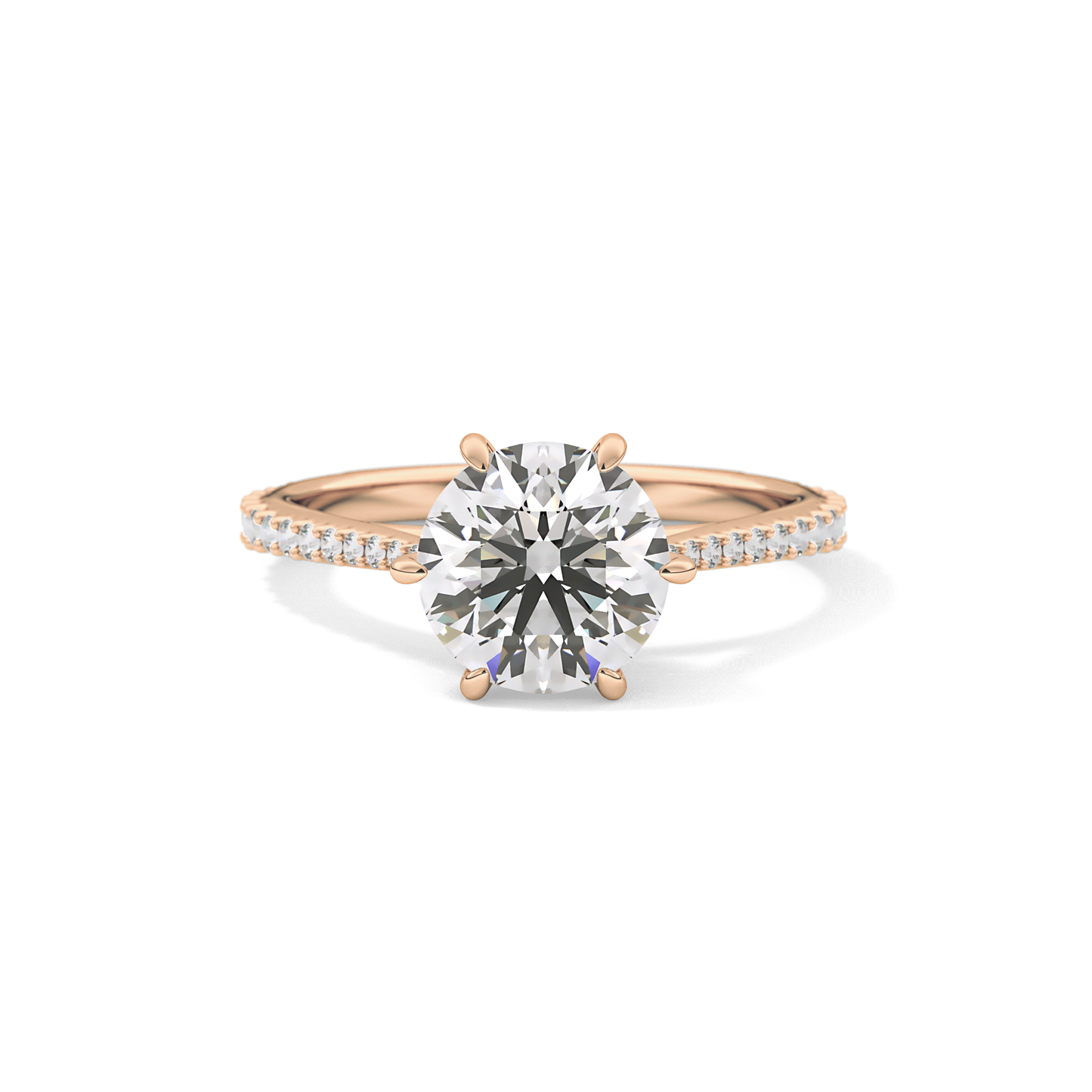 Round Pave Lab Grown Diamond Engagement Ring