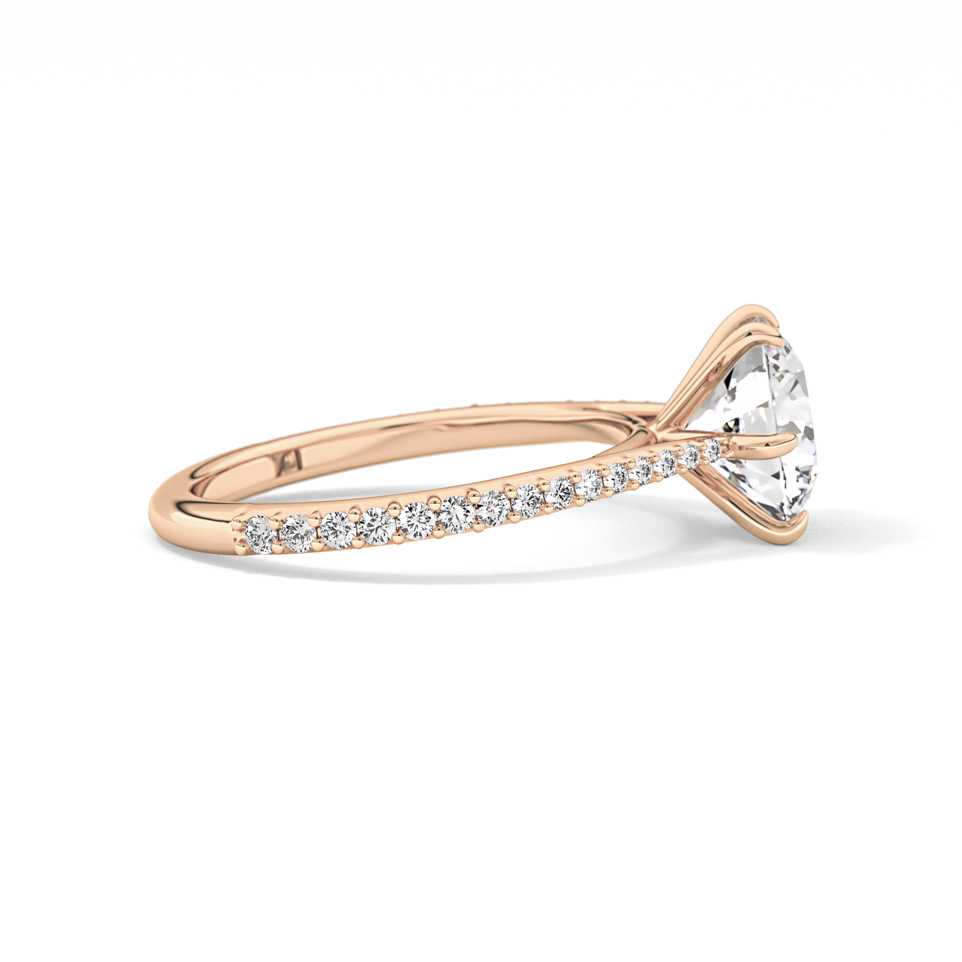Round Pave Lab Grown Diamond Engagement Ring