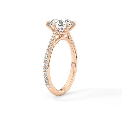 Round Pave Lab Grown Diamond Engagement Ring