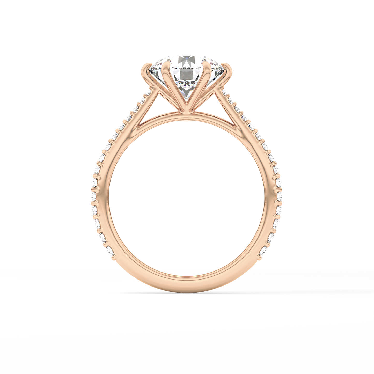 Round Pave Lab Grown Diamond Engagement Ring