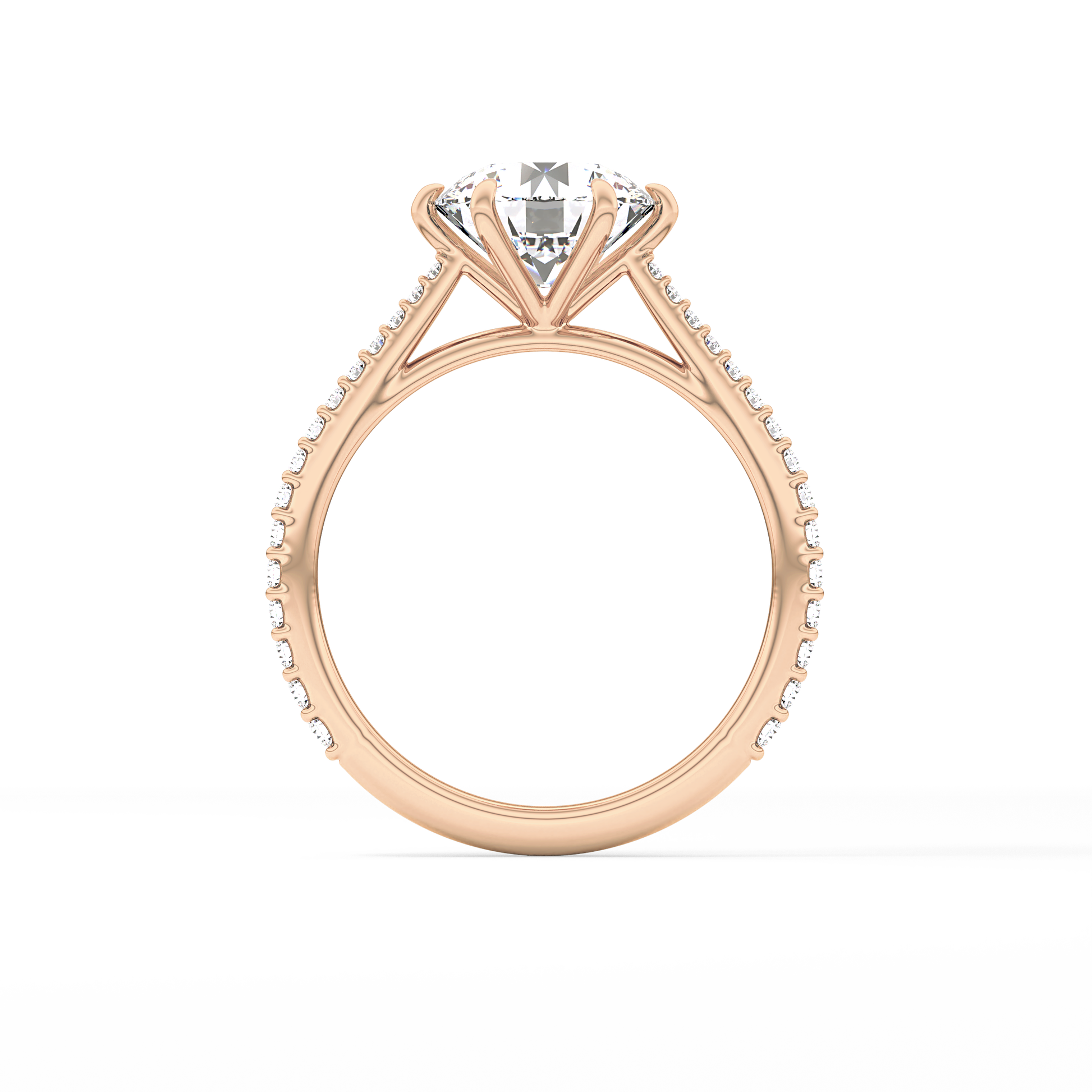 Round Pave Lab Grown Diamond Engagement Ring