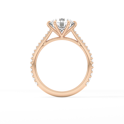 Round Pave Lab Grown Diamond Engagement Ring
