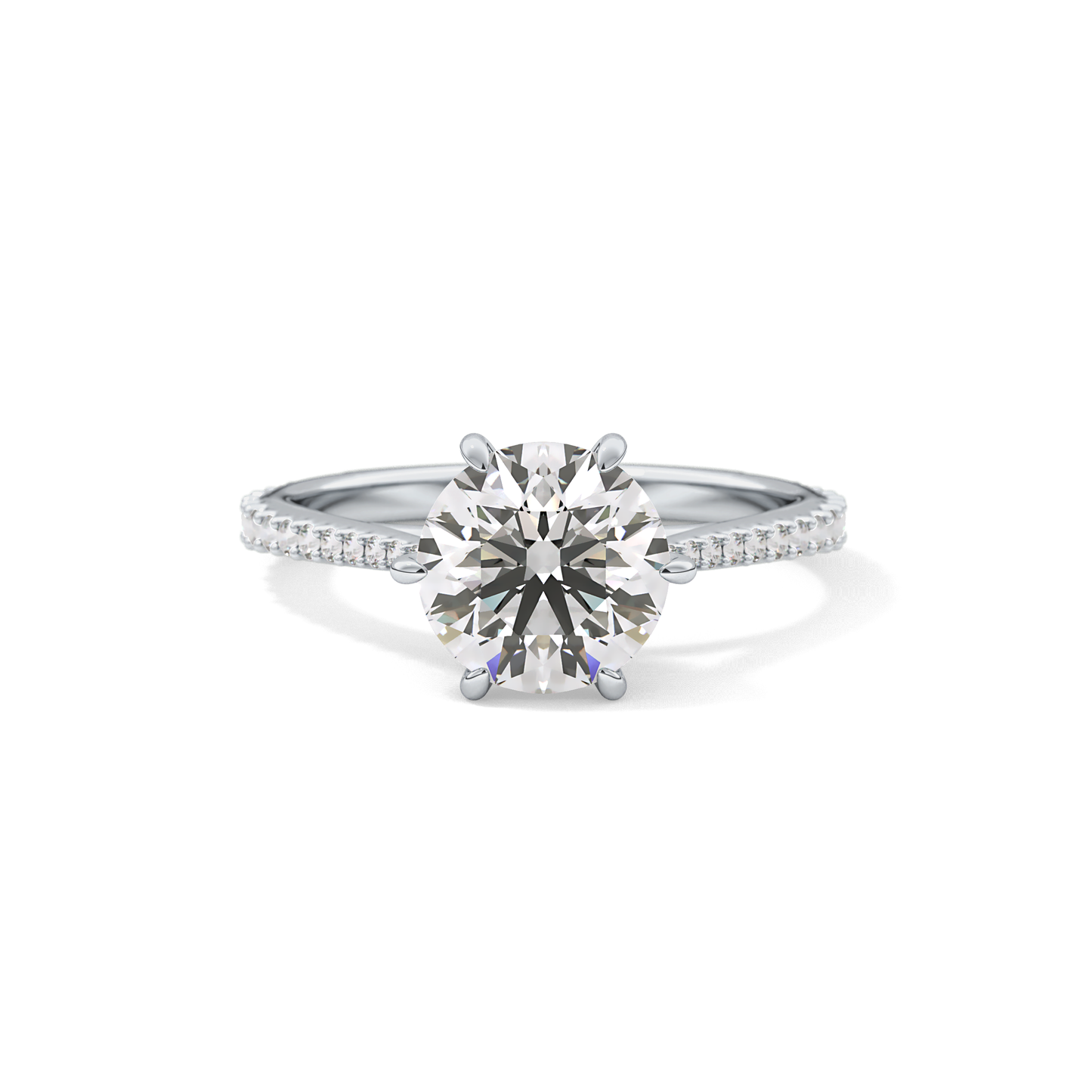 Round Pave Lab Grown Diamond Engagement Ring