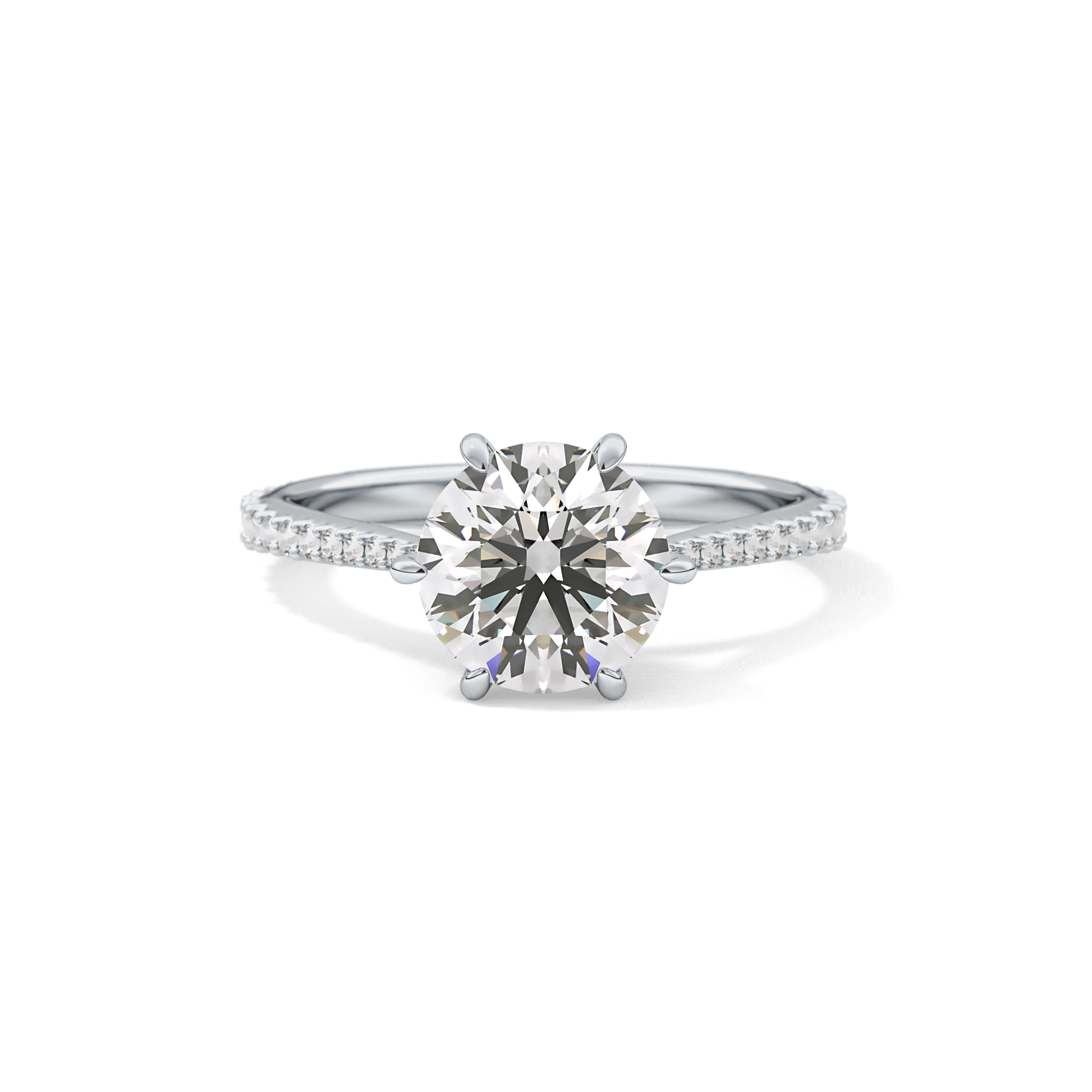 Round Pave Lab Grown Diamond Engagement Ring
