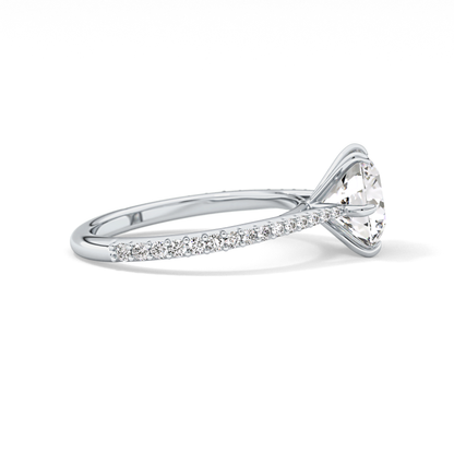 Round Pave Lab Grown Diamond Engagement Ring