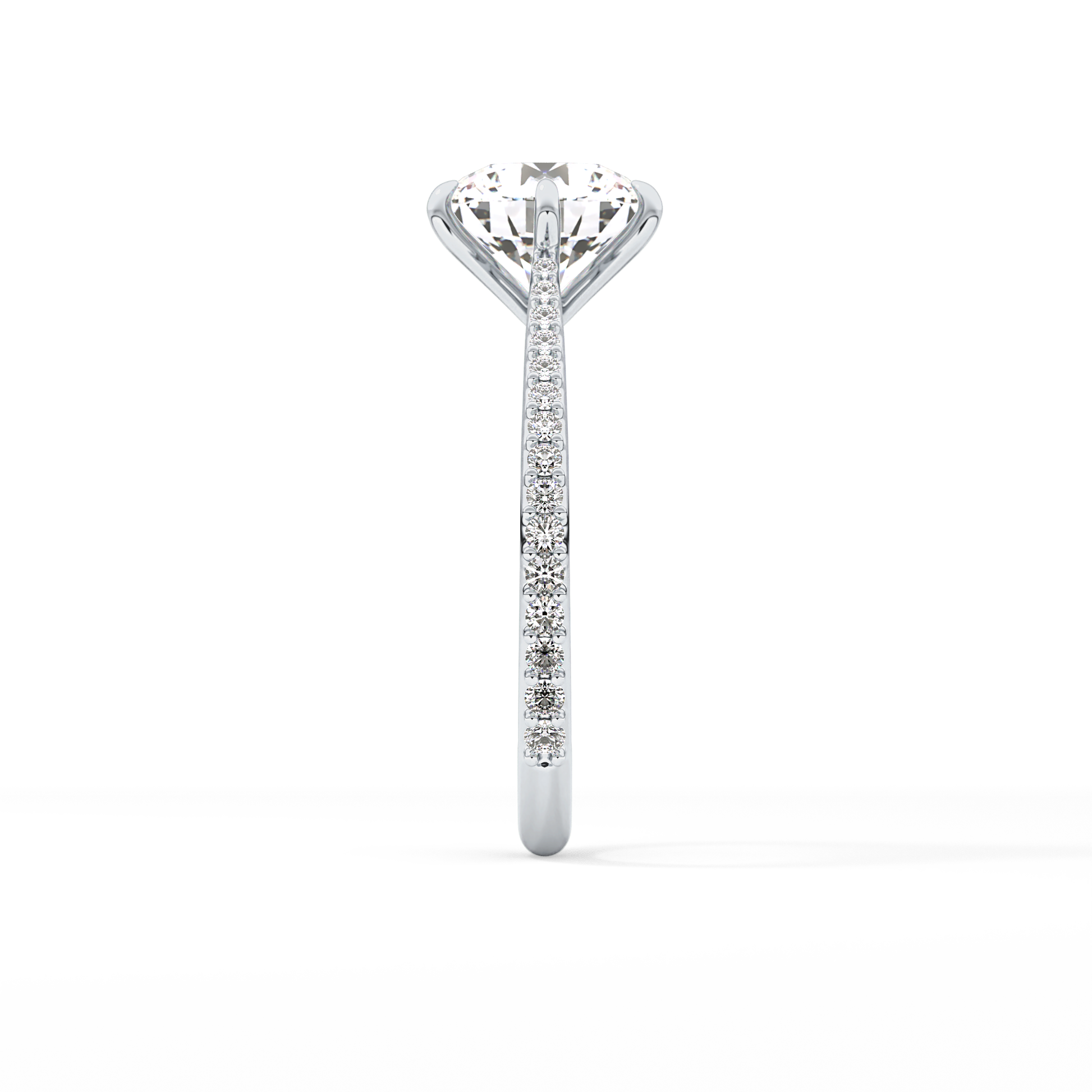 Round Pave Lab Grown Diamond Engagement Ring