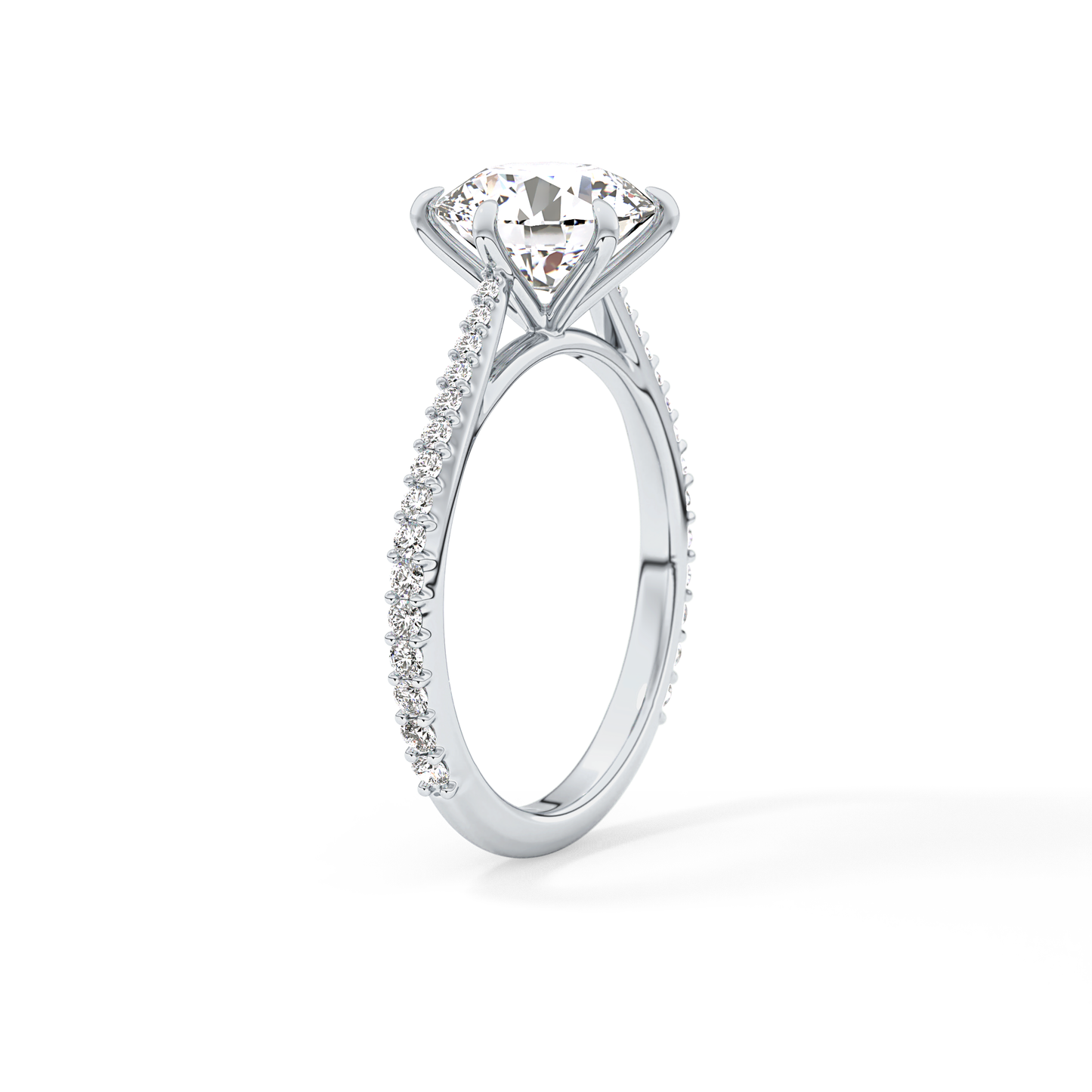 Round Pave Lab Grown Diamond Engagement Ring