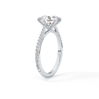 Round Pave Lab Grown Diamond Engagement Ring