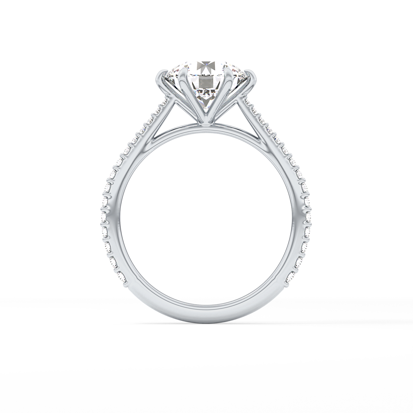 Round Pave Lab Grown Diamond Engagement Ring