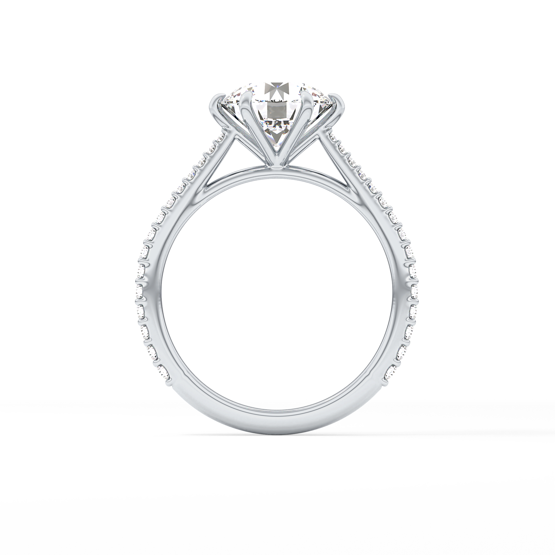 Round Pave Lab Grown Diamond Engagement Ring