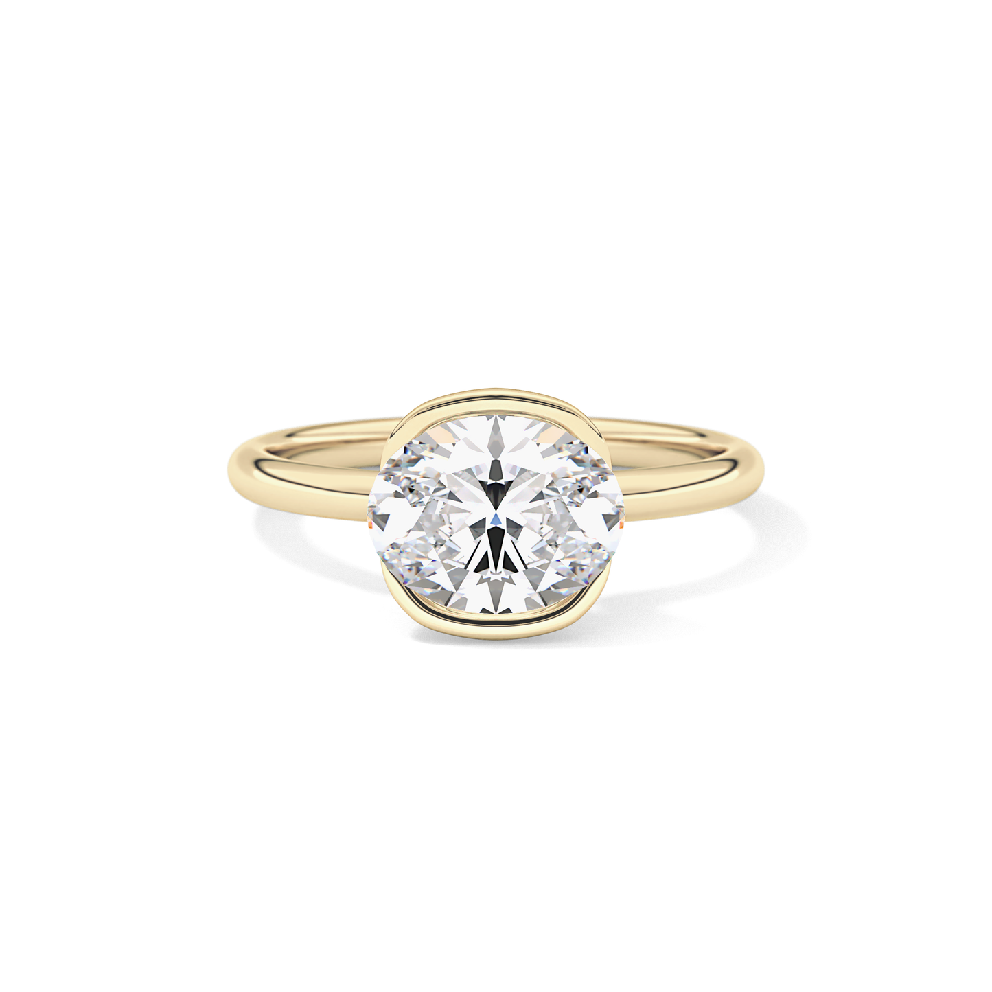 Oval Bezel & Solitaire Lab Grown Diamond Engagement Ring