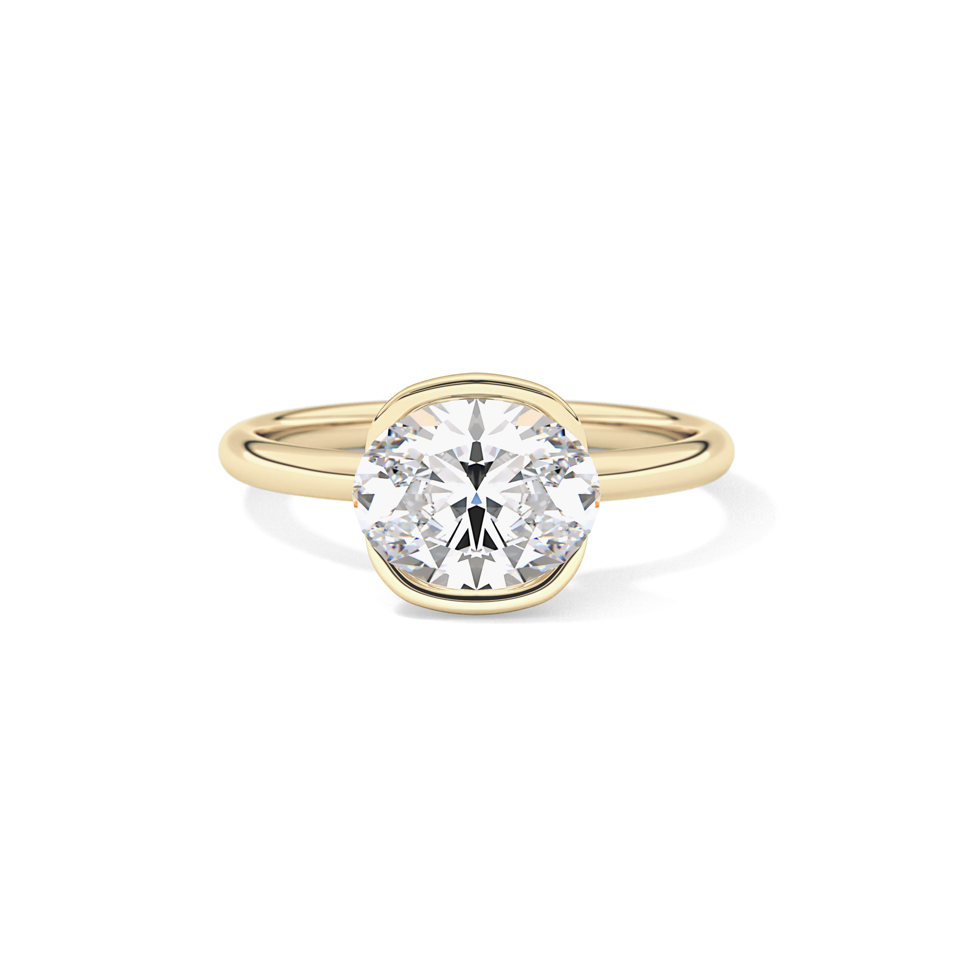 Oval Bezel & Solitaire Lab Grown Diamond Engagement Ring