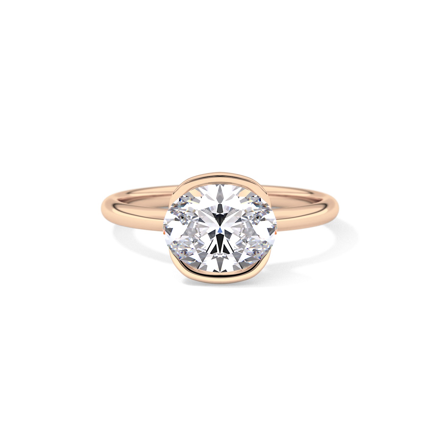 Oval Bezel & Solitaire Lab Grown Diamond Engagement Ring