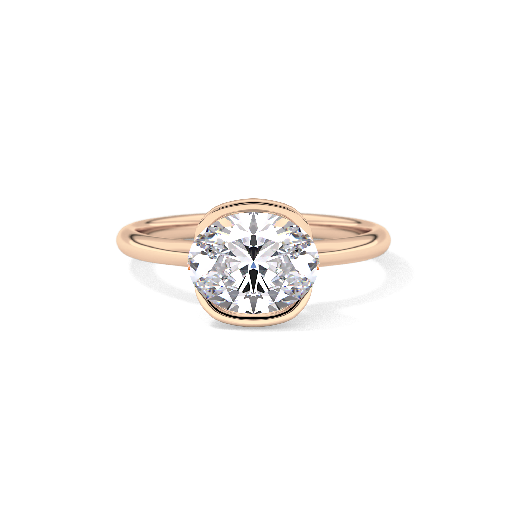 Oval Bezel & Solitaire Lab Grown Diamond Engagement Ring