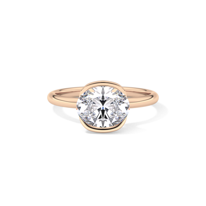 Oval Bezel & Solitaire Lab Grown Diamond Engagement Ring