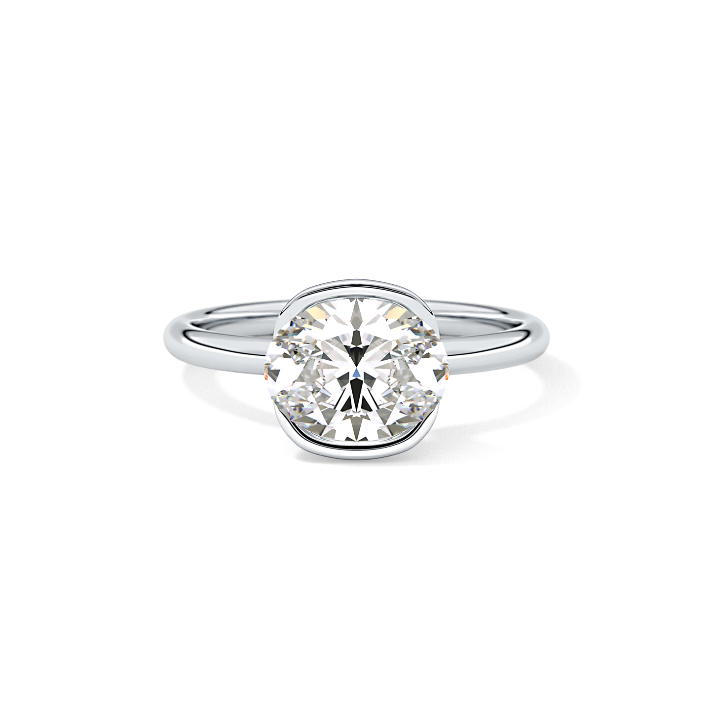 Oval Bezel & Solitaire Lab Grown Diamond Engagement Ring