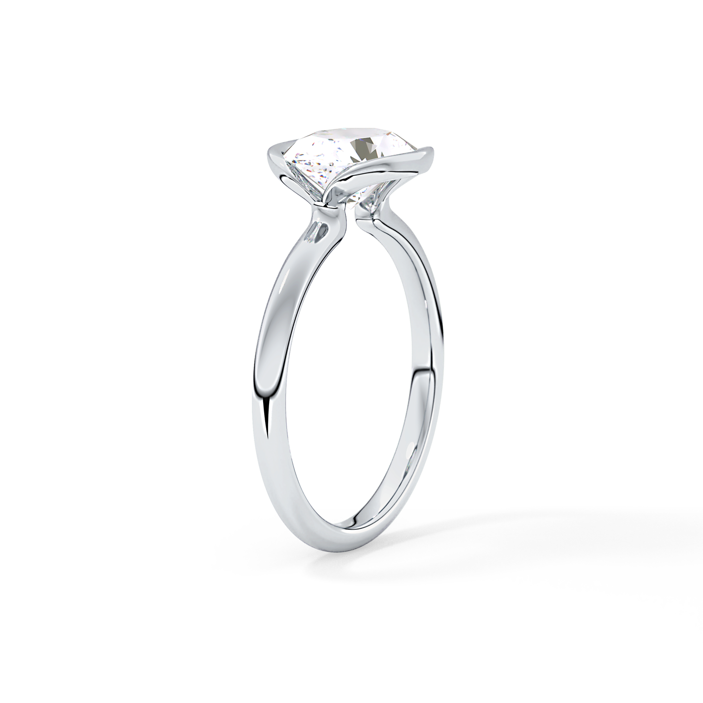 Oval Bezel & Solitaire Lab Grown Diamond Engagement Ring