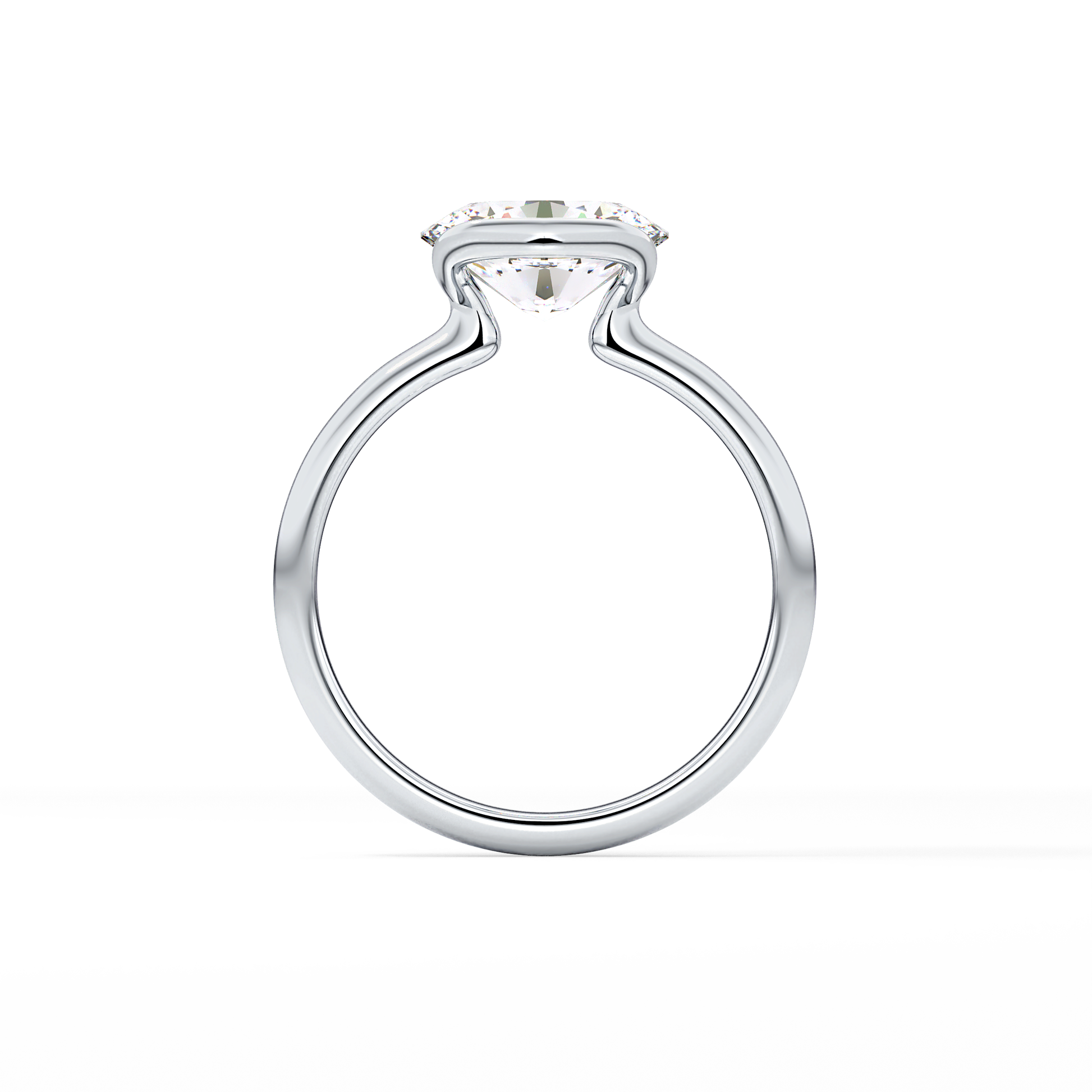 Oval Bezel & Solitaire Lab Grown Diamond Engagement Ring