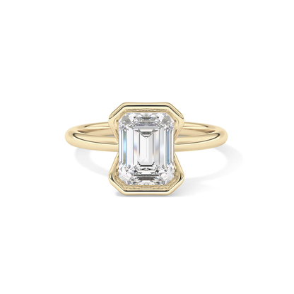 Emerald Bezel & Solitaire Lab Grown Diamond Engagement Ring