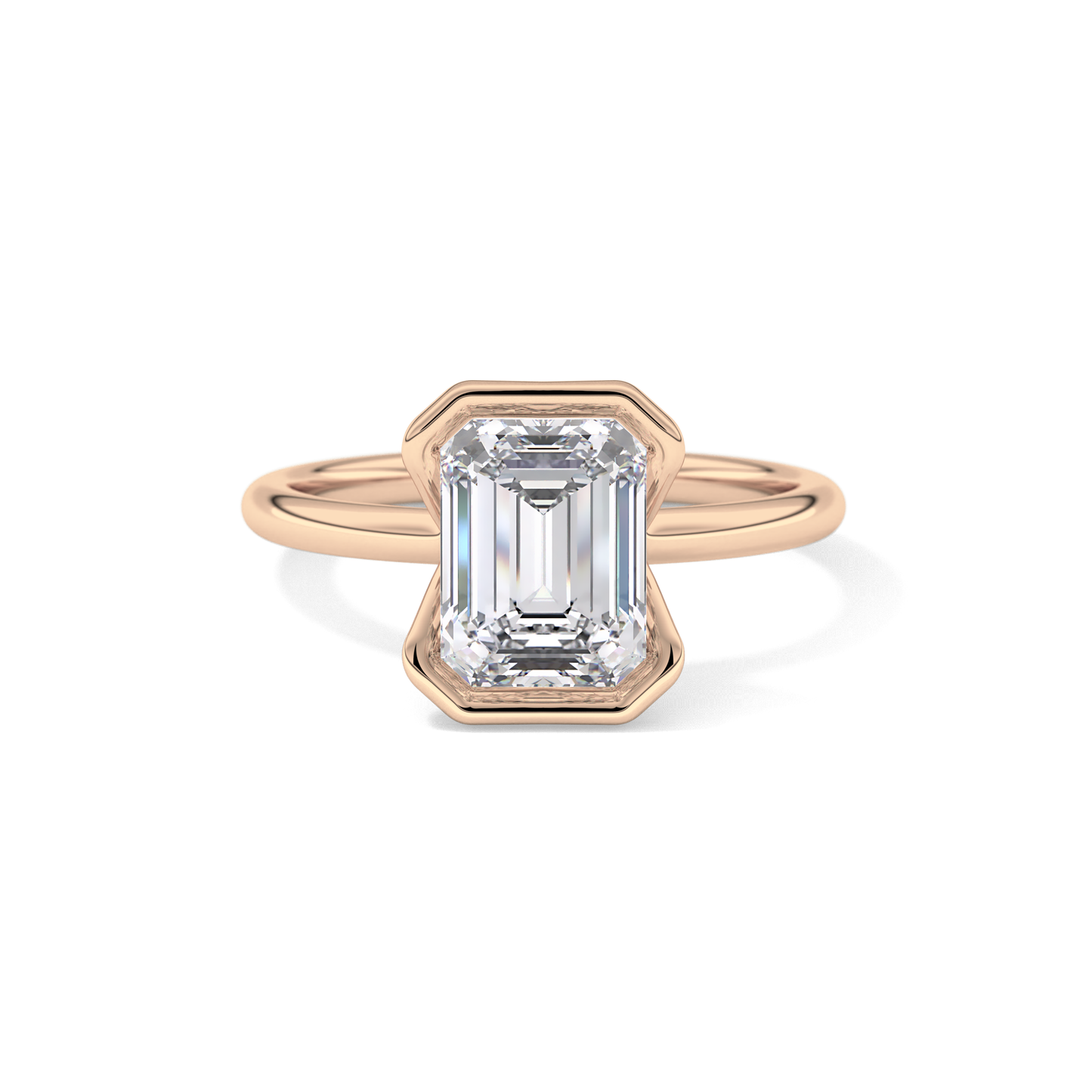 Emerald Bezel & Solitaire Lab Grown Diamond Engagement Ring