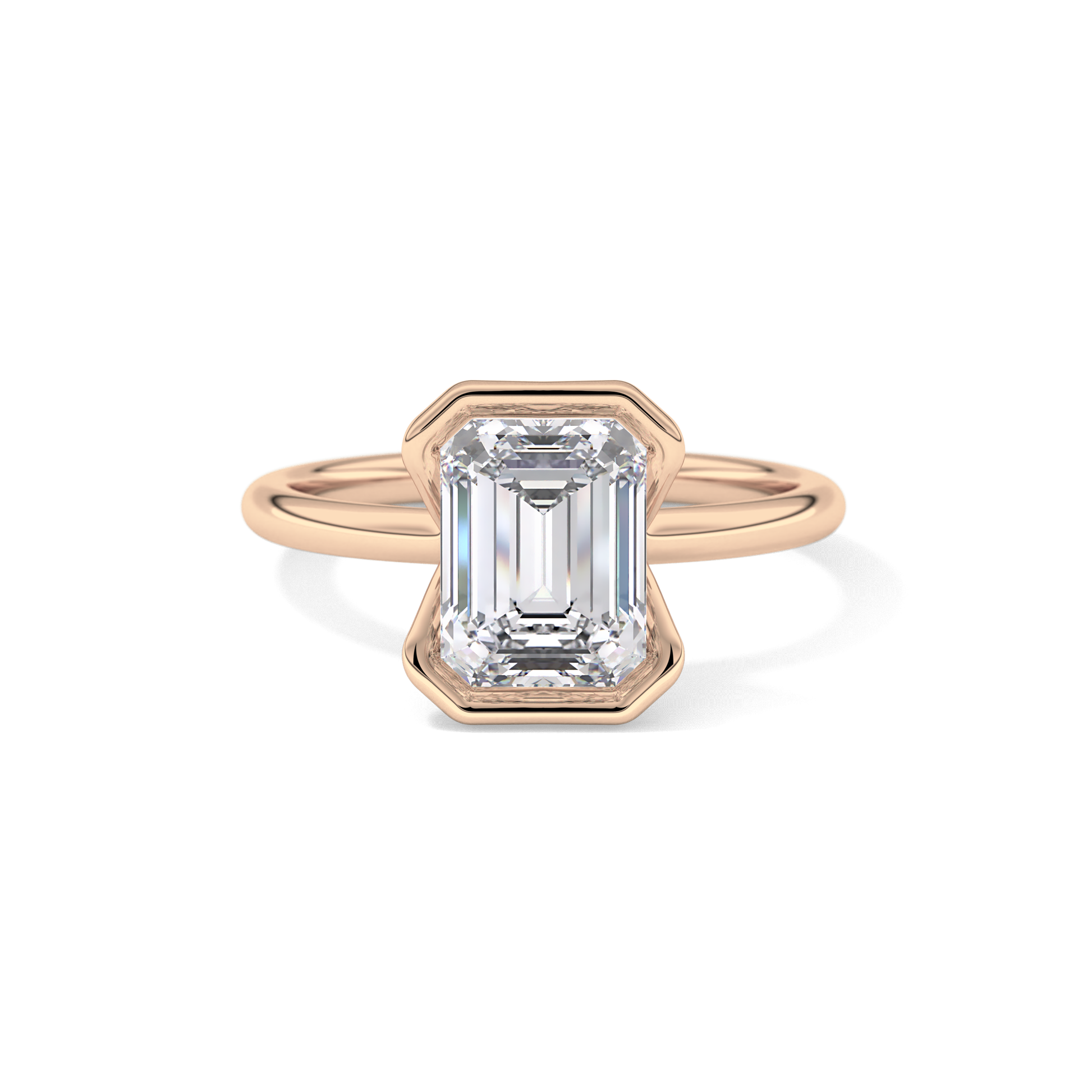 Emerald Bezel & Solitaire Lab Grown Diamond Engagement Ring