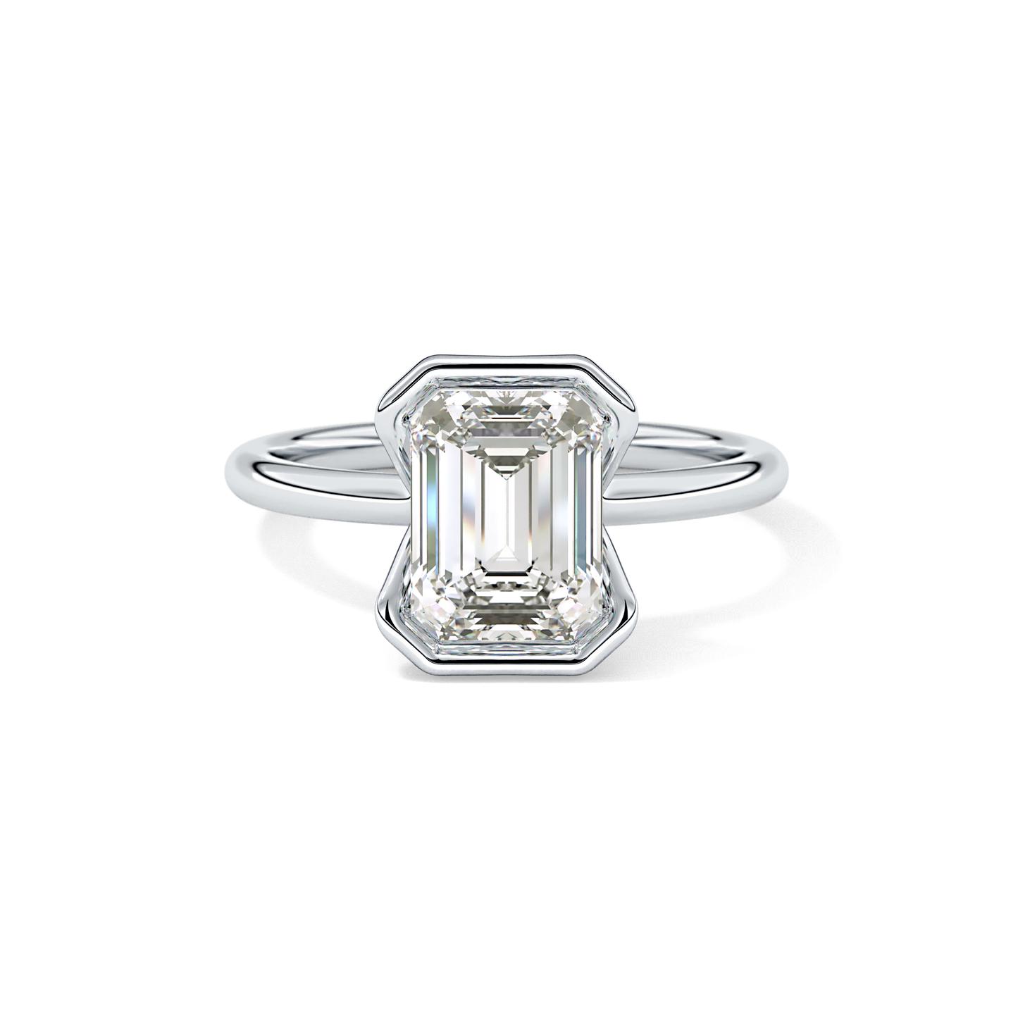 Emerald Bezel & Solitaire Lab Grown Diamond Engagement Ring