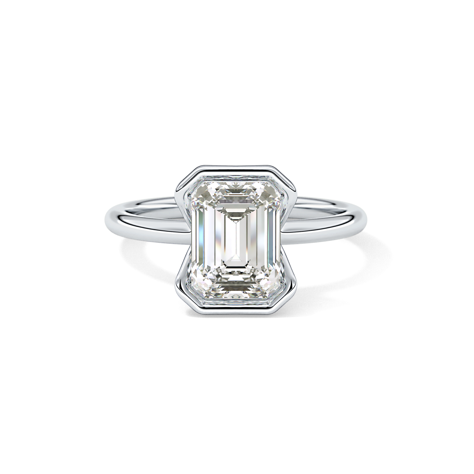 Emerald Bezel & Solitaire Lab Grown Diamond Engagement Ring