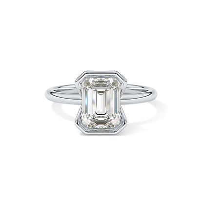 Emerald Bezel & Solitaire Lab Grown Diamond Engagement Ring