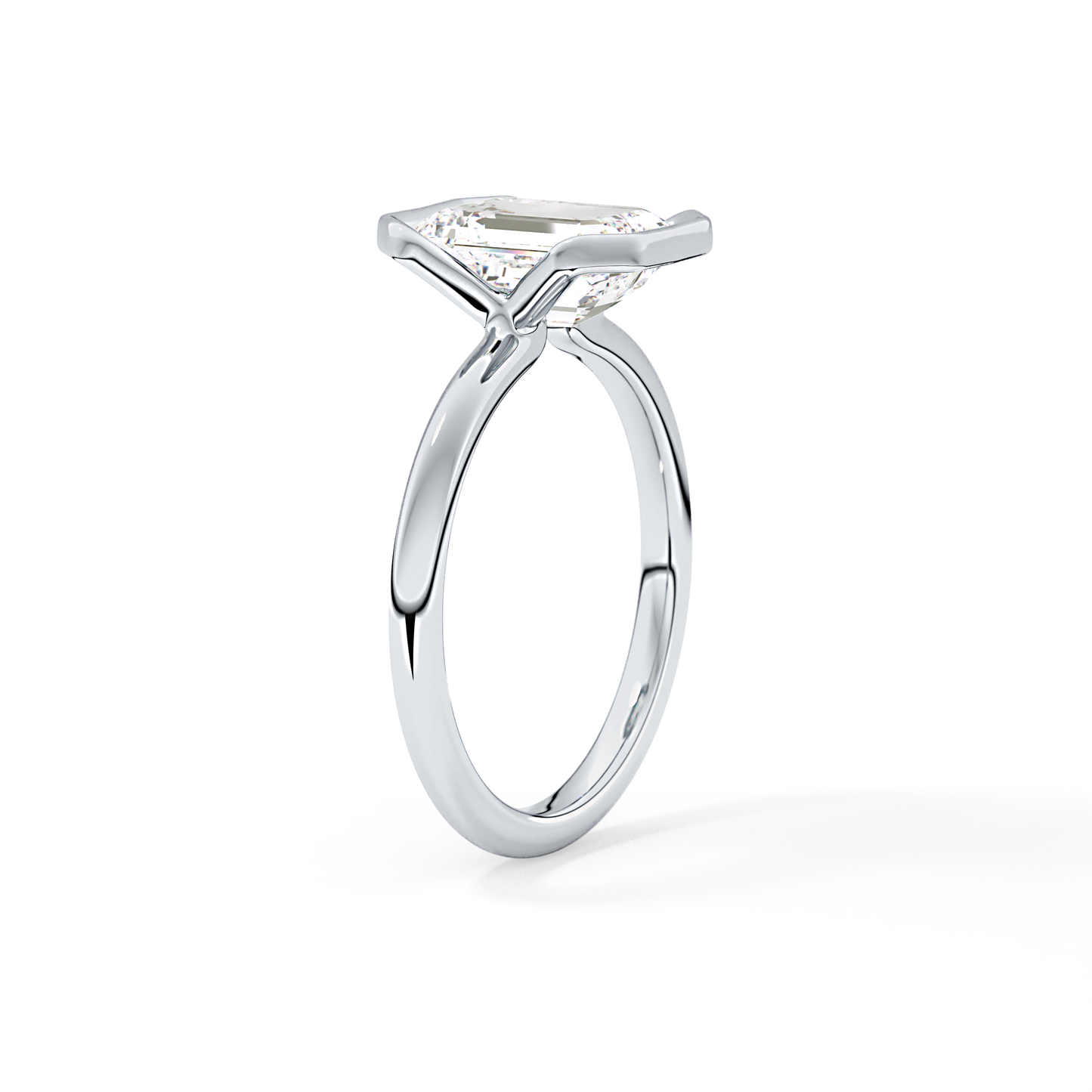 Emerald Bezel & Solitaire Lab Grown Diamond Engagement Ring