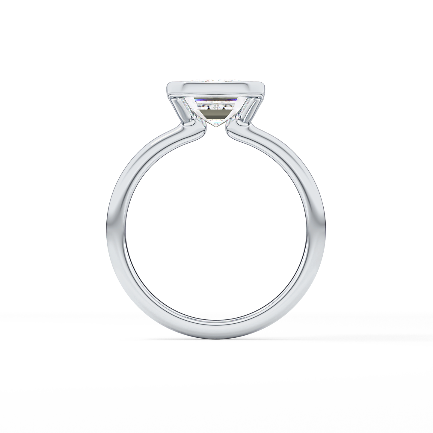 Emerald Bezel & Solitaire Lab Grown Diamond Engagement Ring