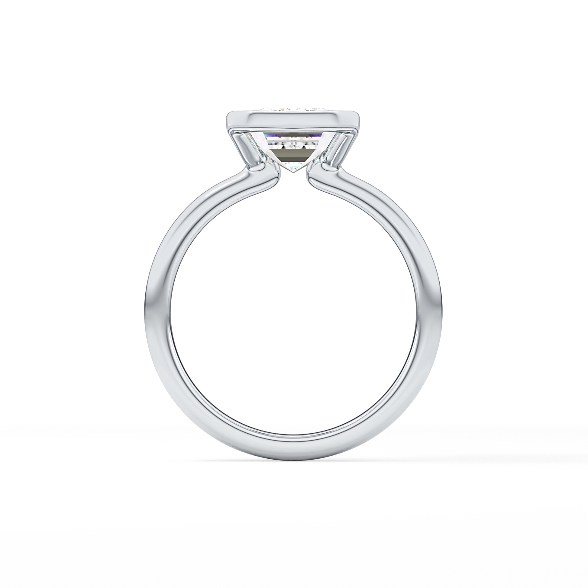 Emerald Bezel & Solitaire Lab Grown Diamond Engagement Ring