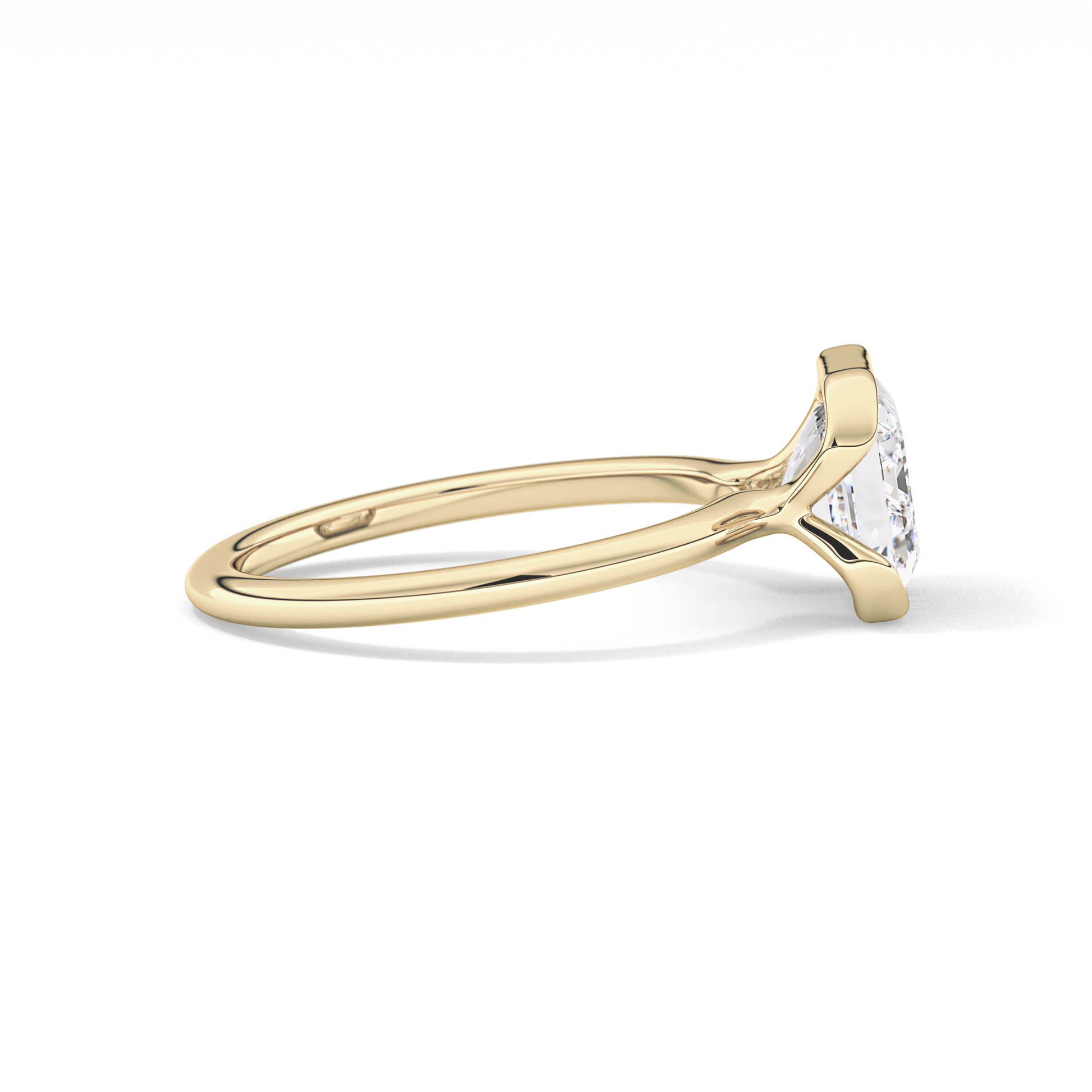 East West Emerald Half Bezel Solitaire Lab Grown Diamond Engagement Ring