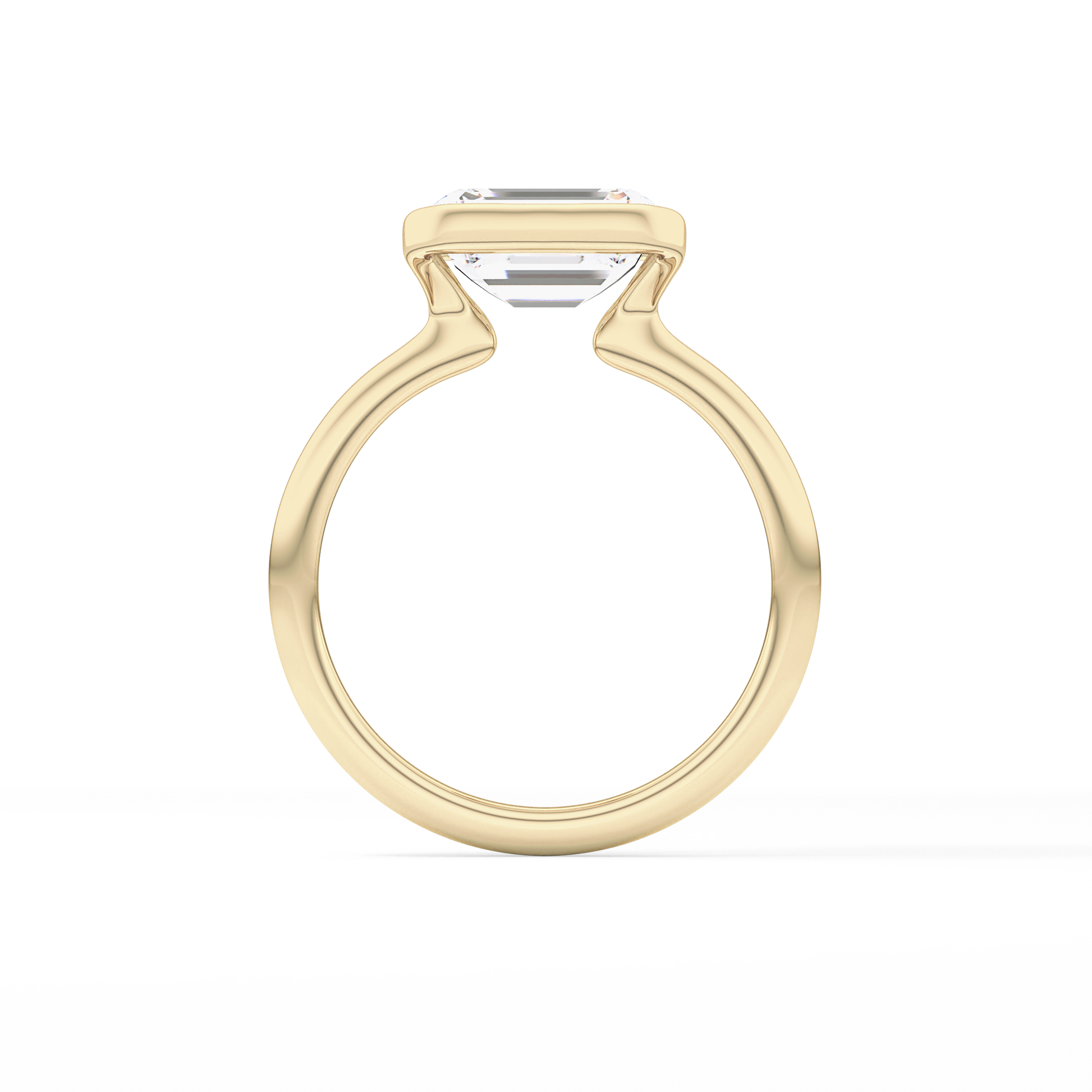 East West Emerald Half Bezel Solitaire Lab Grown Diamond Engagement Ring